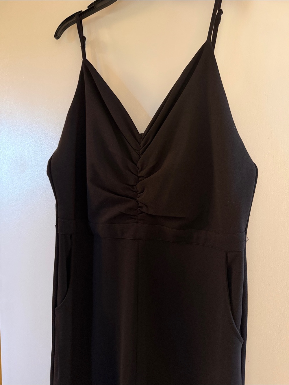 Black Ruched V-Neck jumpsuit